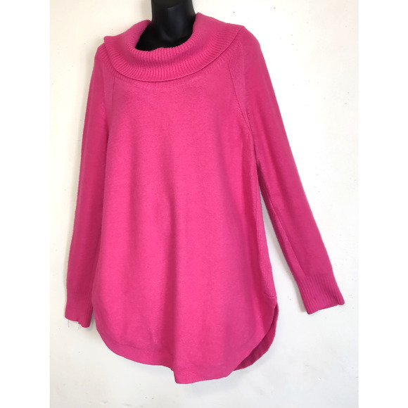 Moth Anthropologie Cowl Sweater Sz XL Brenta Fushcia Bright Pink Soft Long - Picture 1 of 16